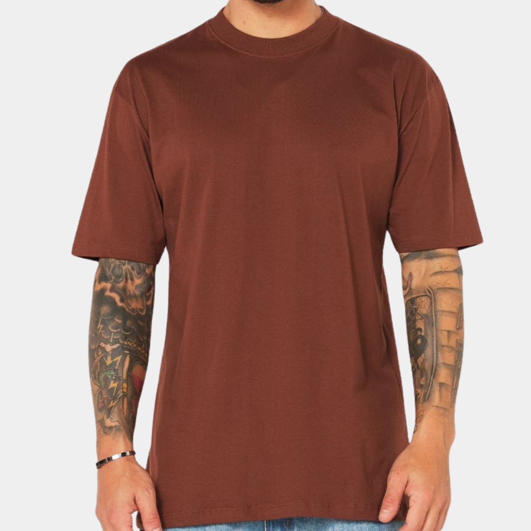 Camisa Básica Oversized Streetwear Masculina Marrom 