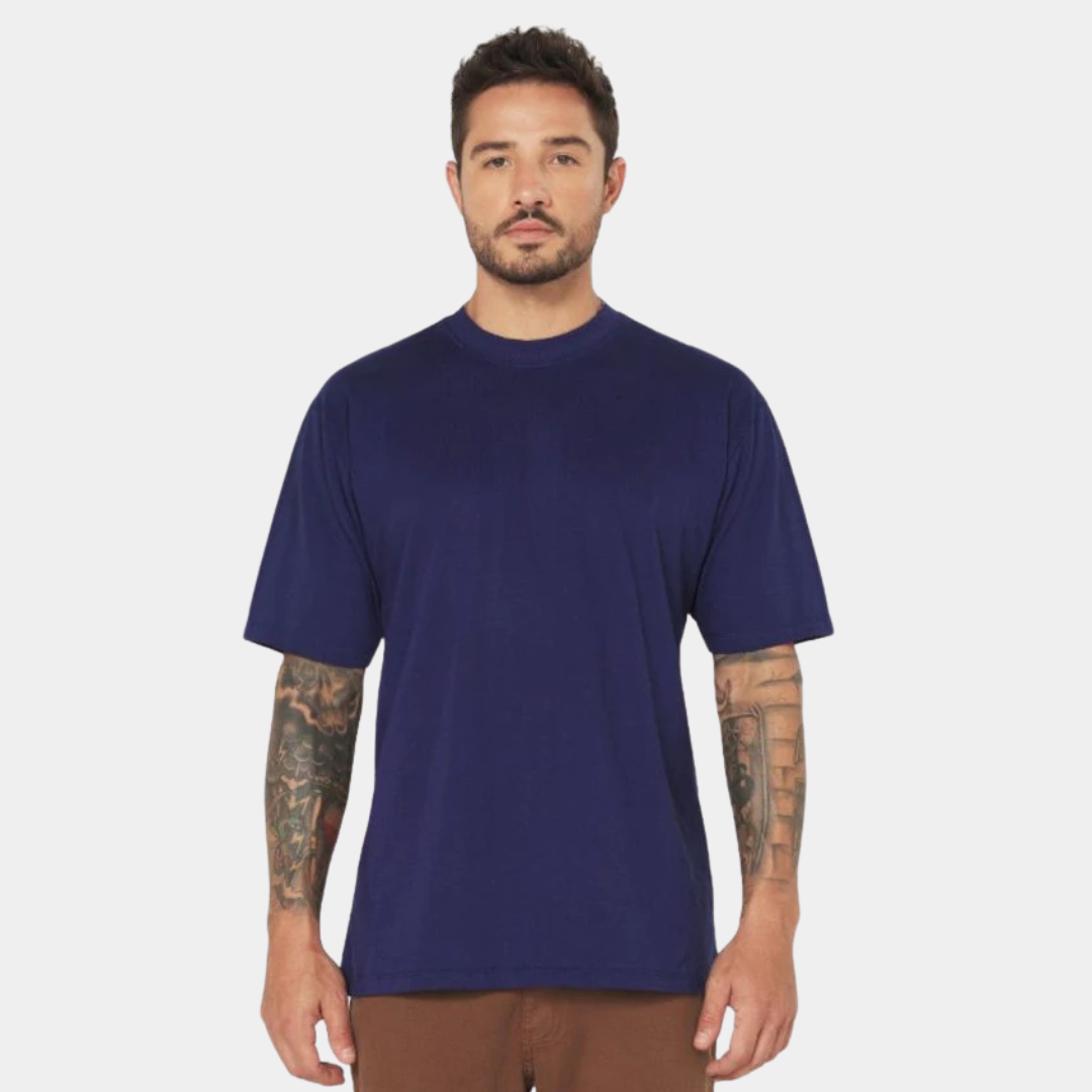 Camisa Básica Oversized Streetwear Masculina Azul 