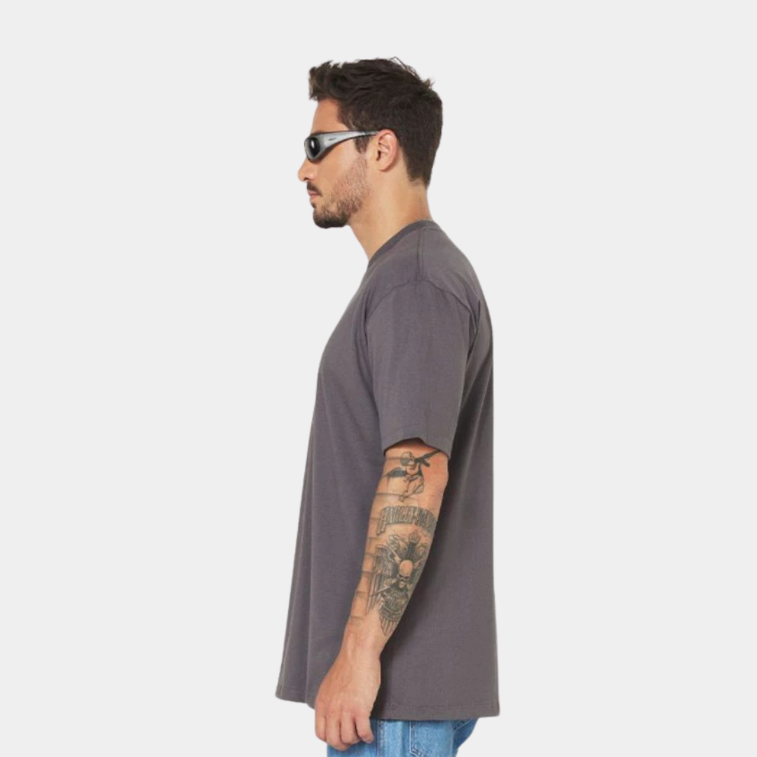 Camisa Básica Oversized Streetwear Masculina Cinza 