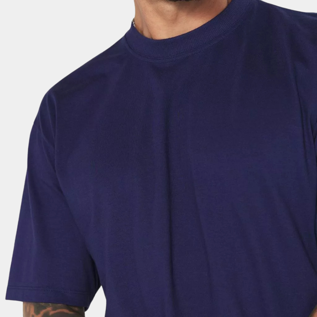 Camisa Básica Oversized Streetwear Masculina Azul 